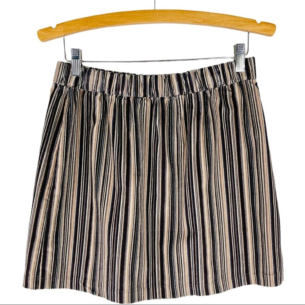 American Eagle brown tan striped corduroy mini skirt medium